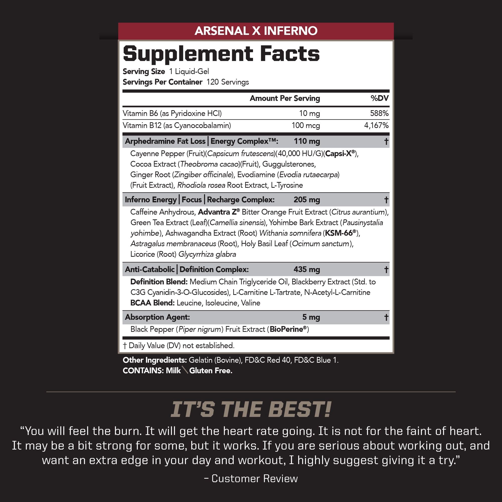 PMD Sports Arsenal X Inferno Superior Fast-Acting Liquid Gel Thermogenic Dietary Supplement - Fat Burner and Muscle Maintenance - Increase Metabolism and Energy Booster - 120 Liquid Gels